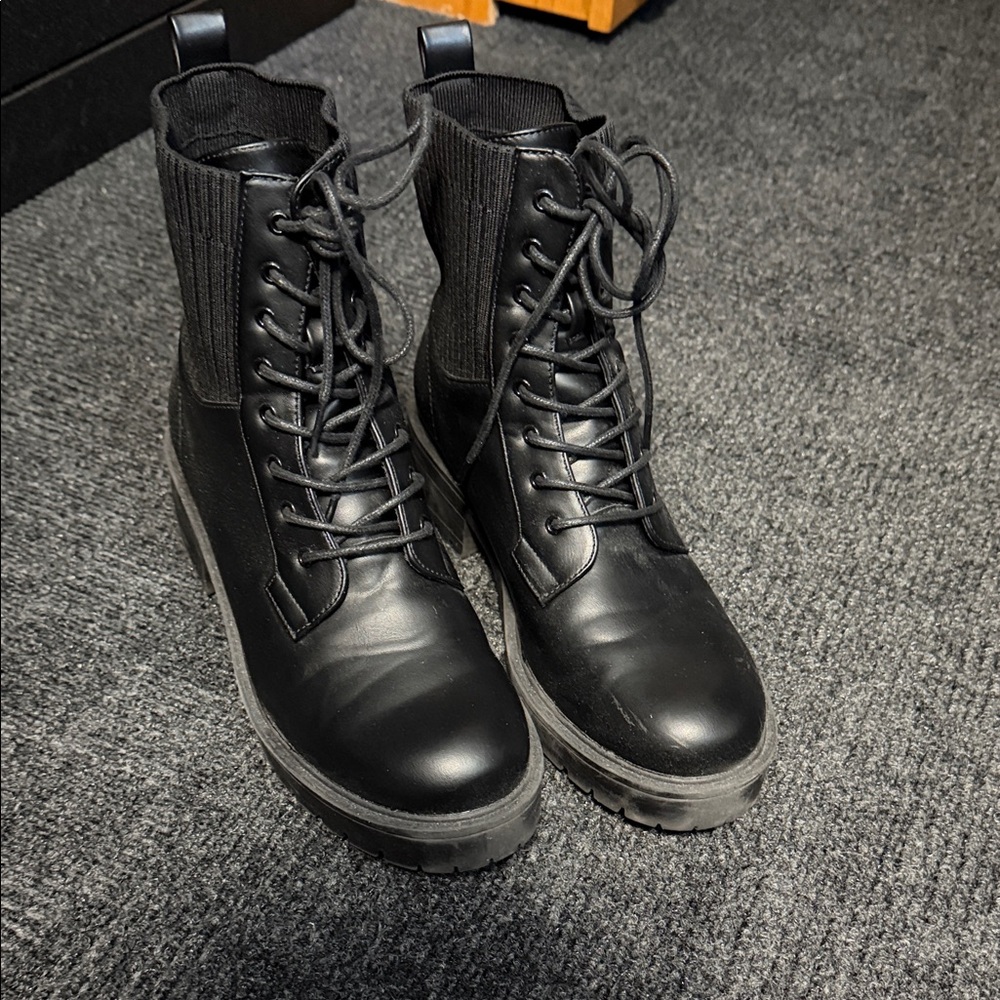 Black Lace-Up Combat Boots